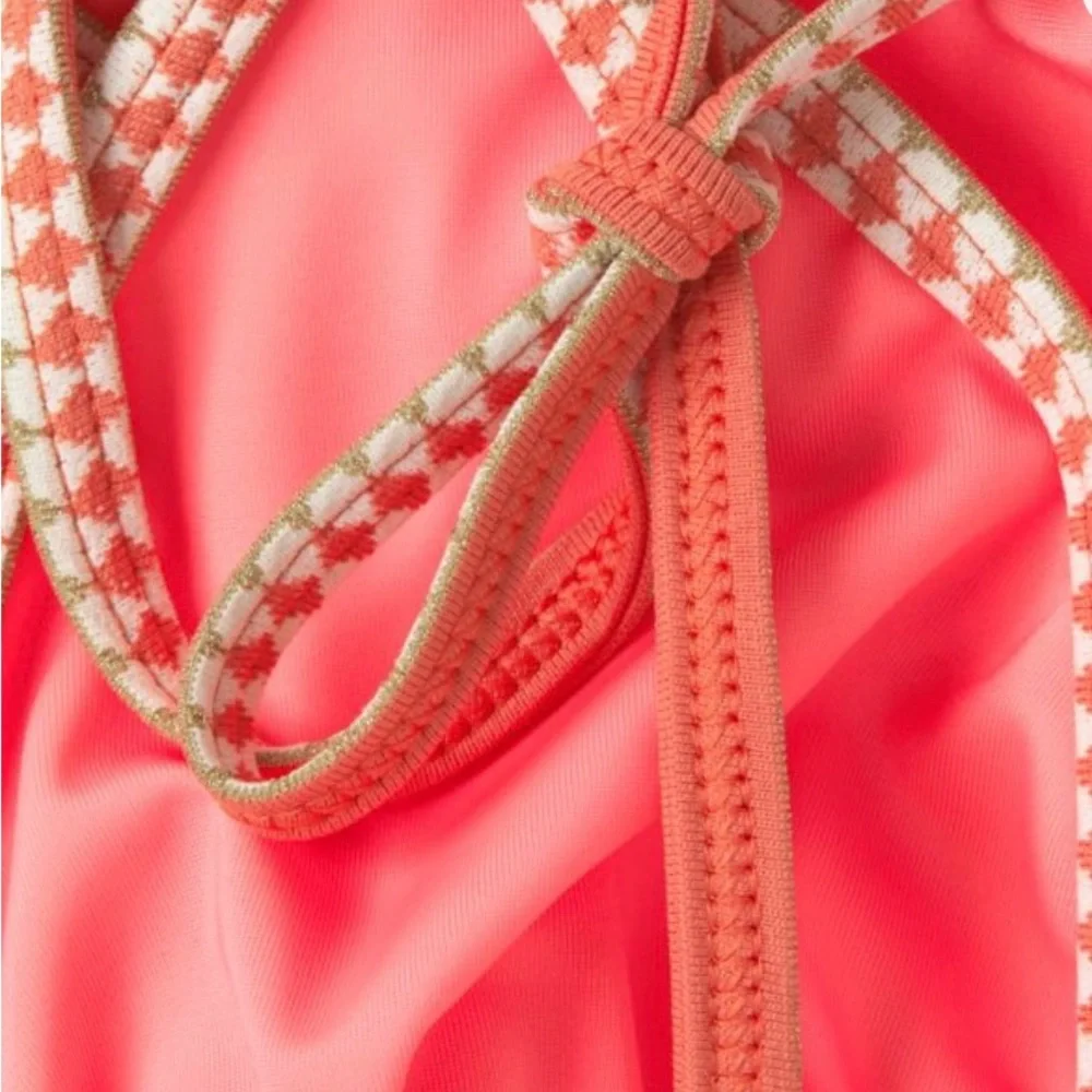 Lem Lem "Lena" Bikini in Coral NWT Triangle Top & Bottoms with side Ties Sz XL - Picture 3 of 7